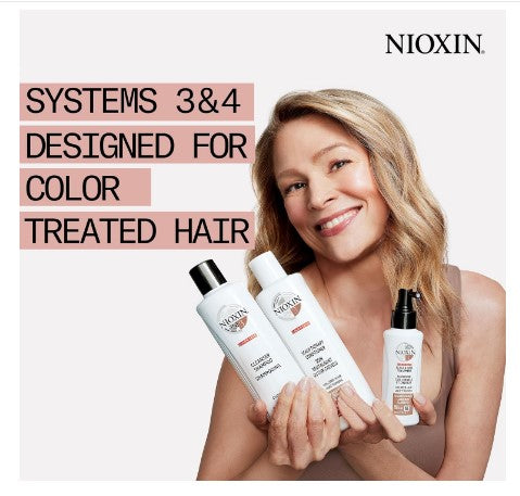 Nioxin System 3, Cleansing Shampoo With Peppermint Oil Treats Sensitive Scalp & Provides Moisture For Color Treated Hair with Light Thinning